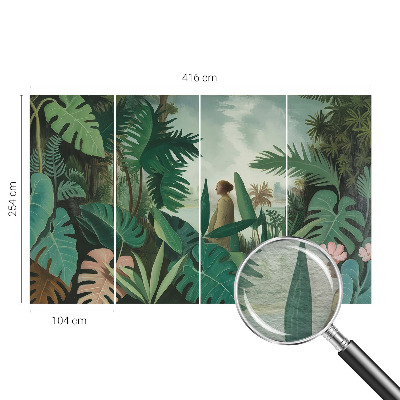 Mural de pared con estampado hermoso con motivo de selva exótica