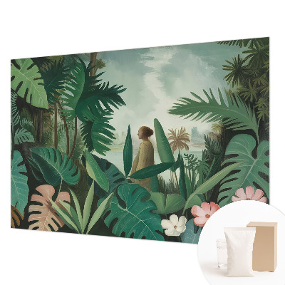 Mural de pared con estampado hermoso con motivo de selva exótica