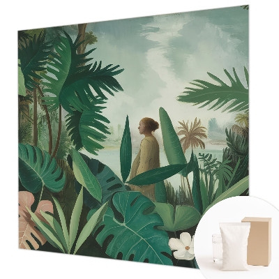 Mural de pared con estampado hermoso con motivo de selva exótica