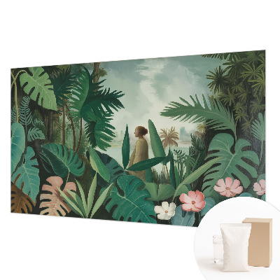 Mural de pared con estampado hermoso con motivo de selva exótica