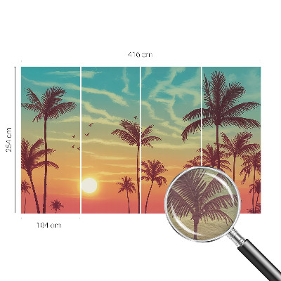 Papel mural texturado decorativo con motivo de paisaje tropical