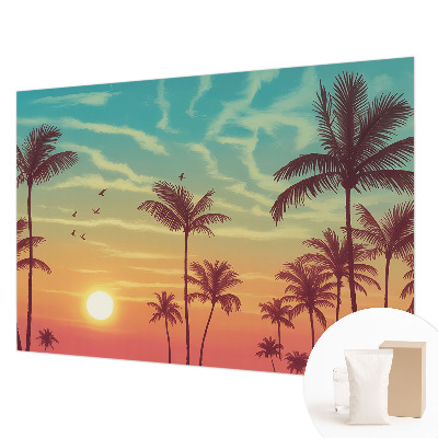 Papel mural texturado decorativo con motivo de paisaje tropical