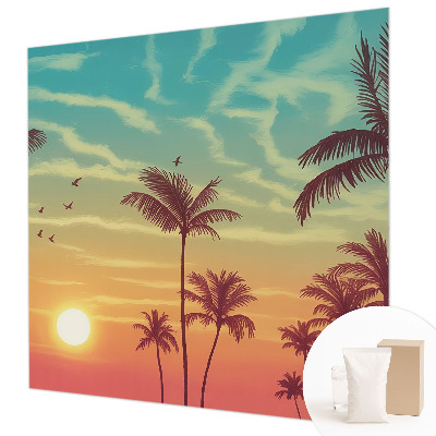 Papel mural texturado decorativo con motivo de paisaje tropical