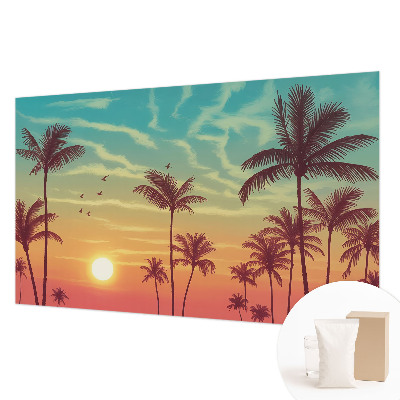 Papel mural texturado decorativo con motivo de paisaje tropical