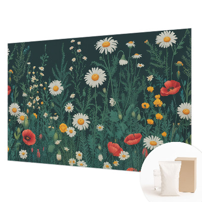 Papel mural con patrón decorativo con diseño de flores silvestres
