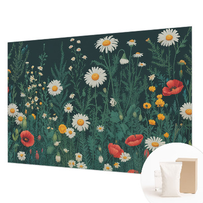 Papel mural con patrón decorativo con diseño de flores silvestres