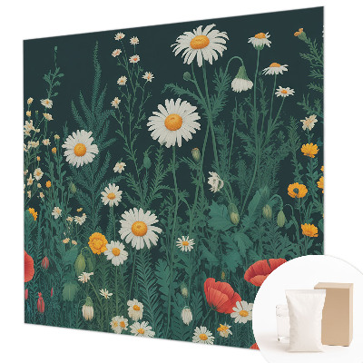 Papel mural con patrón decorativo con diseño de flores silvestres