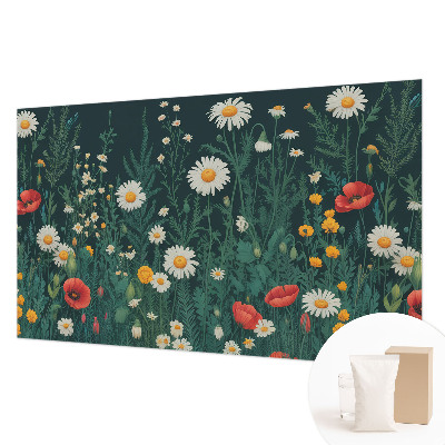 Papel mural con patrón decorativo con diseño de flores silvestres