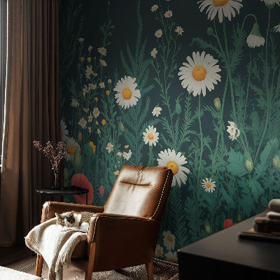 Papel mural con patrón decorativo con diseño de flores silvestres