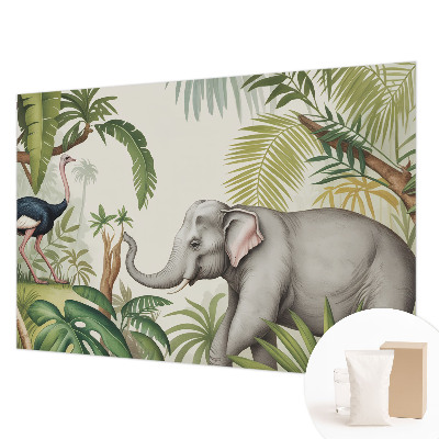 Papel mural con patrón decorativo con una escena exótica