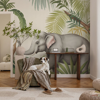Papel mural con patrón decorativo con una escena exótica