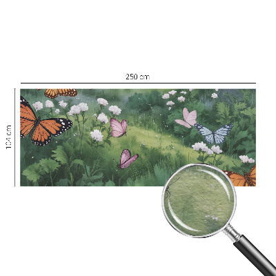 Mural decorativo con diseño de mariposas en el prado