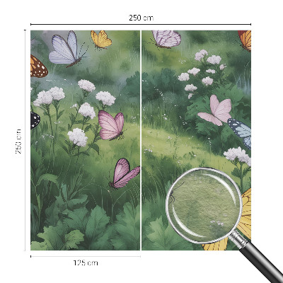 Mural decorativo con diseño de mariposas en el prado