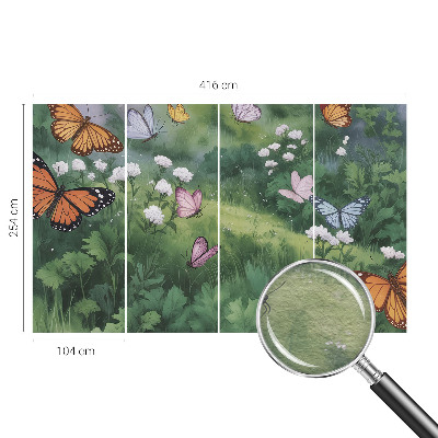 Mural decorativo con diseño de mariposas en el prado