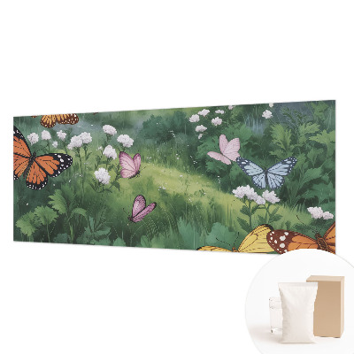 Mural decorativo con diseño de mariposas en el prado
