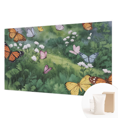 Mural decorativo con diseño de mariposas en el prado