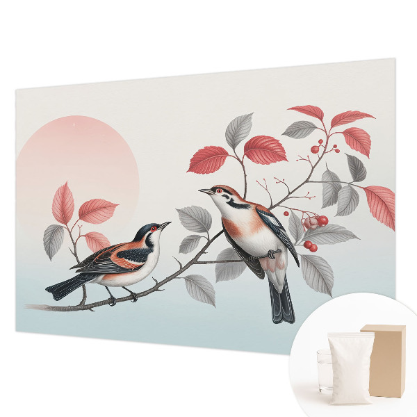 Papel mural texturado decorativo con diseño de pájaros sentados