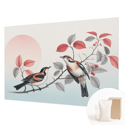 Papel mural texturado decorativo con diseño de pájaros sentados