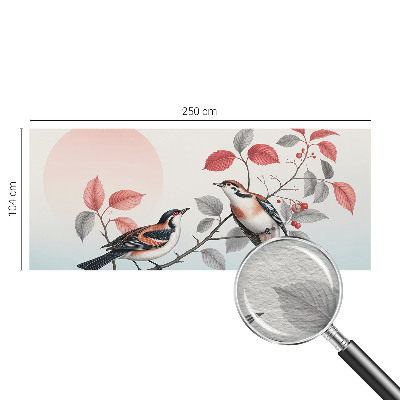 Papel mural texturado decorativo con diseño de pájaros sentados