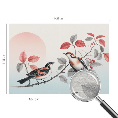 Papel mural texturado decorativo con diseño de pájaros sentados