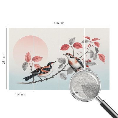 Papel mural texturado decorativo con diseño de pájaros sentados