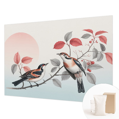 Papel mural texturado decorativo con diseño de pájaros sentados