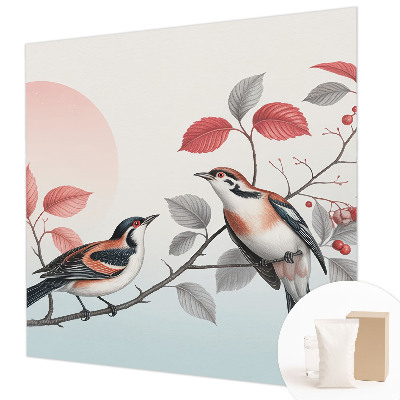 Papel mural texturado decorativo con diseño de pájaros sentados