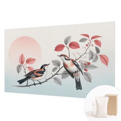 Papel mural texturado decorativo con diseño de pájaros sentados