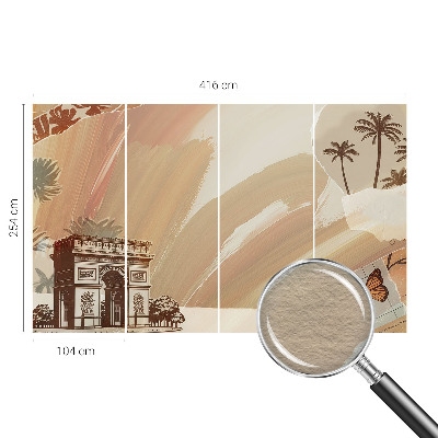 Papel mural con patrón decorativo con un motivo de viaje exótico