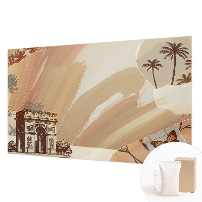 Papel mural con patrón decorativo con un motivo de viaje exótico