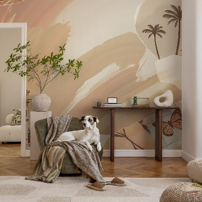 Papel mural con patrón decorativo con un motivo de viaje exótico