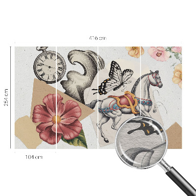 Mural de pared con estampado hermoso con diseño de flores de estilo antiguo