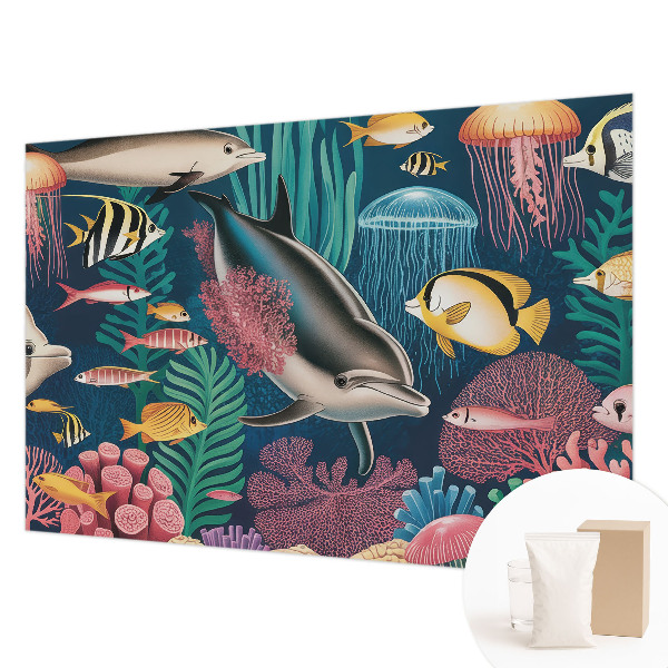 Mural decorativo con motivo de fauna submarina
