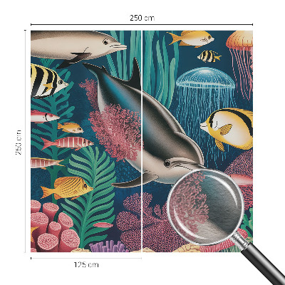 Mural decorativo con motivo de fauna submarina