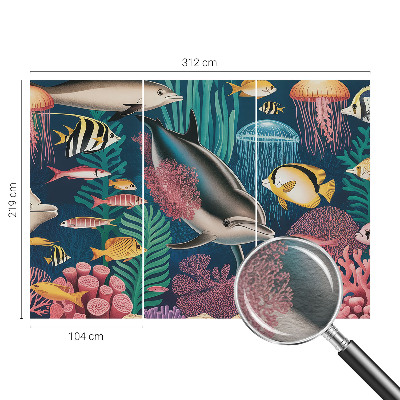 Mural decorativo con motivo de fauna submarina