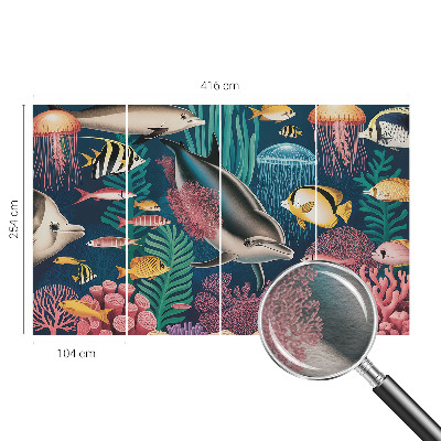Mural decorativo con motivo de fauna submarina