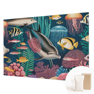 Mural decorativo con motivo de fauna submarina