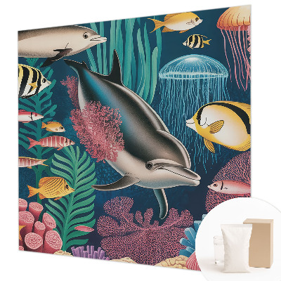 Mural decorativo con motivo de fauna submarina