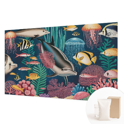 Mural decorativo con motivo de fauna submarina