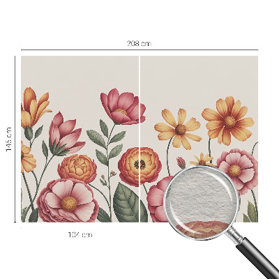 Papel mural texturado decorativo con motivo de arreglo floral