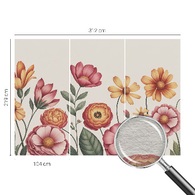 Papel mural texturado decorativo con motivo de arreglo floral