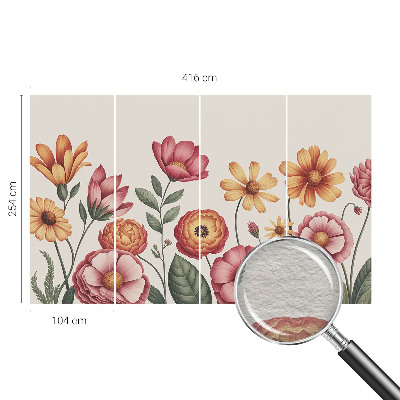Papel mural texturado decorativo con motivo de arreglo floral