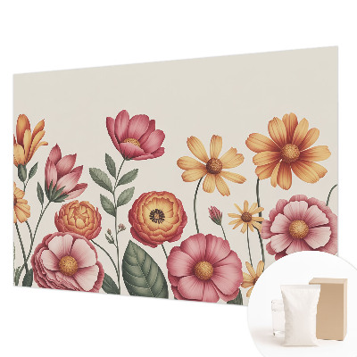 Papel mural texturado decorativo con motivo de arreglo floral