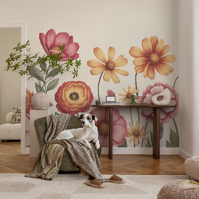 Papel mural texturado decorativo con motivo de arreglo floral