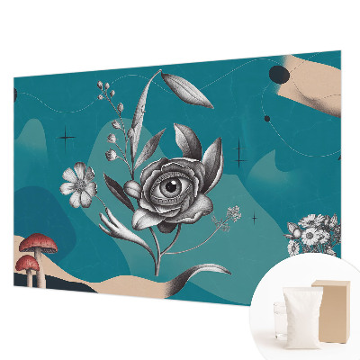 Papel mural con patrón decorativo con motivo ojo de flor