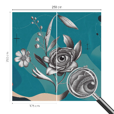 Papel mural con patrón decorativo con motivo ojo de flor