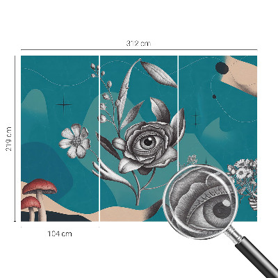 Papel mural con patrón decorativo con motivo ojo de flor
