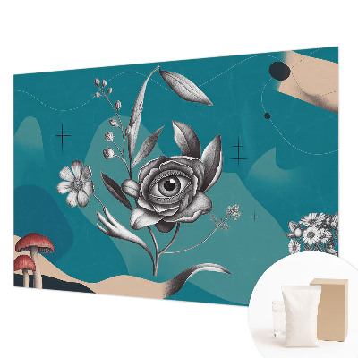 Papel mural con patrón decorativo con motivo ojo de flor