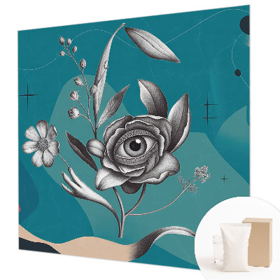 Papel mural con patrón decorativo con motivo ojo de flor