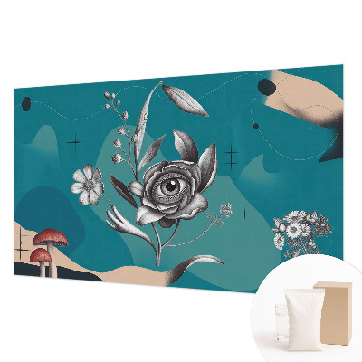 Papel mural con patrón decorativo con motivo ojo de flor